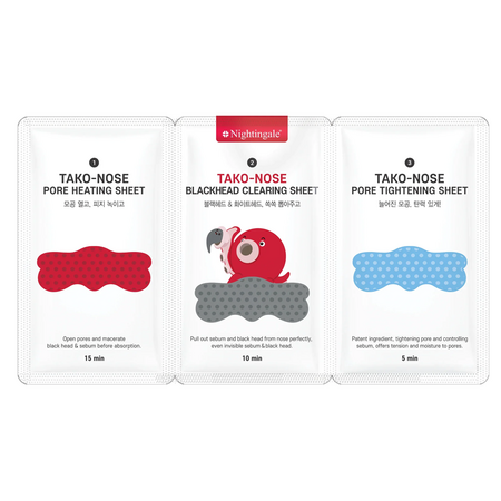 Pachet pentru indepartarea punctelor negre si albe de pe nas, Tako Pack, 3 plasturi, Nightingale 718607