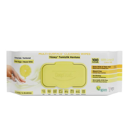 Servetele umede multisuprafete cu bicarbonat Lemon, 100 bucati, Deep Fresh