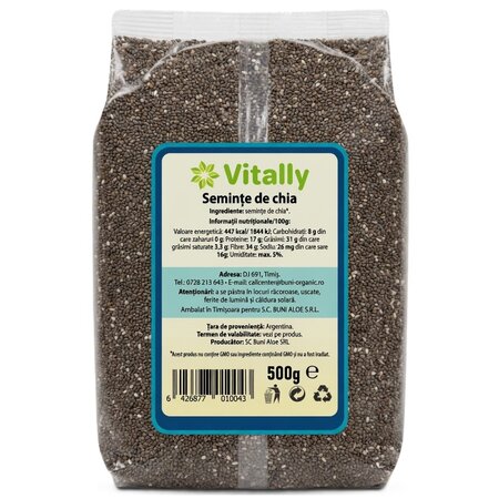 Seminte de chia, 500 g, Vitally 719667