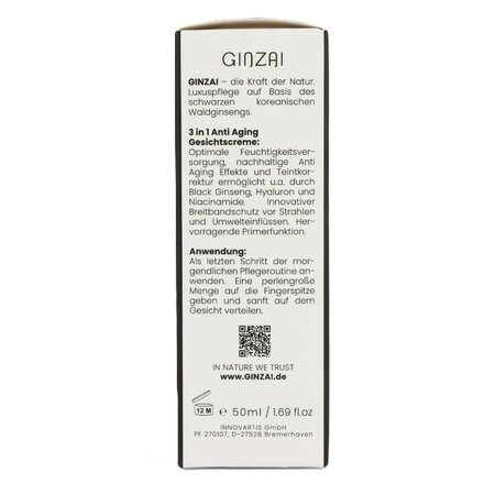 Crema anti aging 3 in 1 cu ginseng negru coreean si SPF 50+/PA+++ Solo Sunny, 50 ml, Ginzai 719317