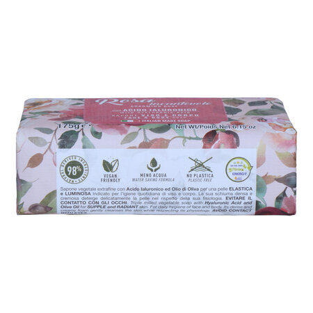 Sapun vegetal cu acid hialuronic si ulei de masline, Trandafir, 175 g, Iteritalia 719430