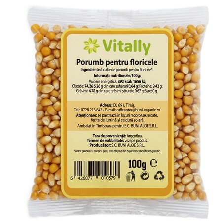Porumb pentru floricele, 100 g, Vitally 719484