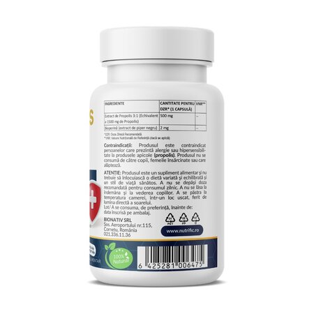 Propolis activat Forte cu Bioperina, 30 capsule, Nutrific 719537