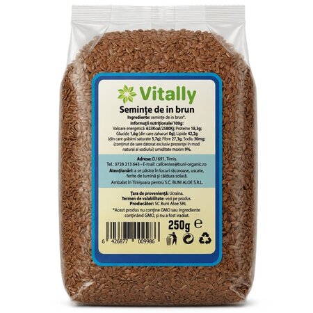Seminte de in brun, 250 g, Vitally 723575