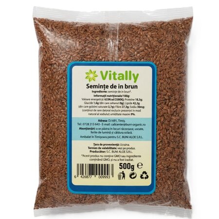 Seminte de in brun, 500 g, Vitally 719579