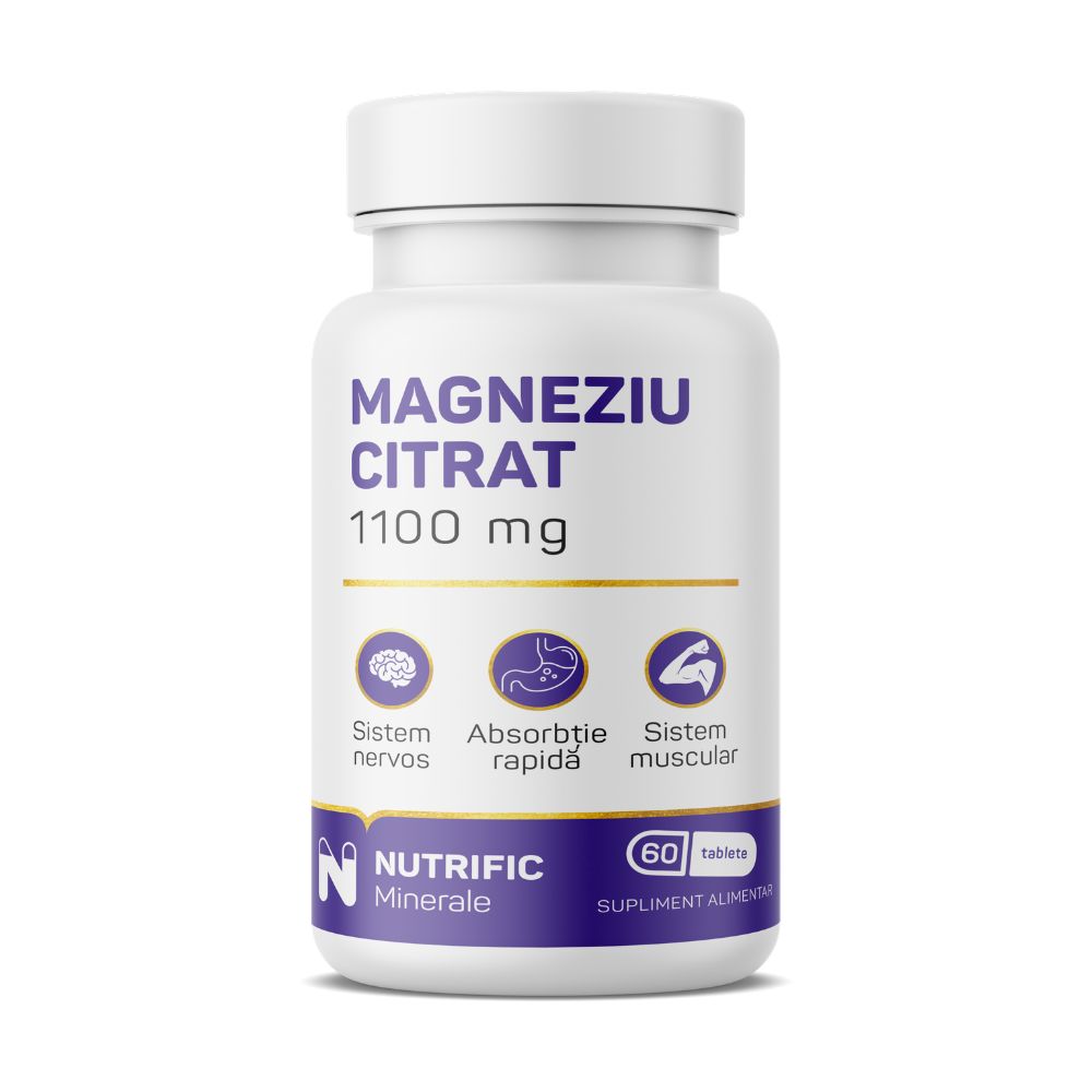 Magneziu Citrat, 375 mg, 60 tablete, Nutrific