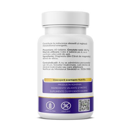 Magneziu Citrat, 375 mg, 60 tablete, Nutrific 719588
