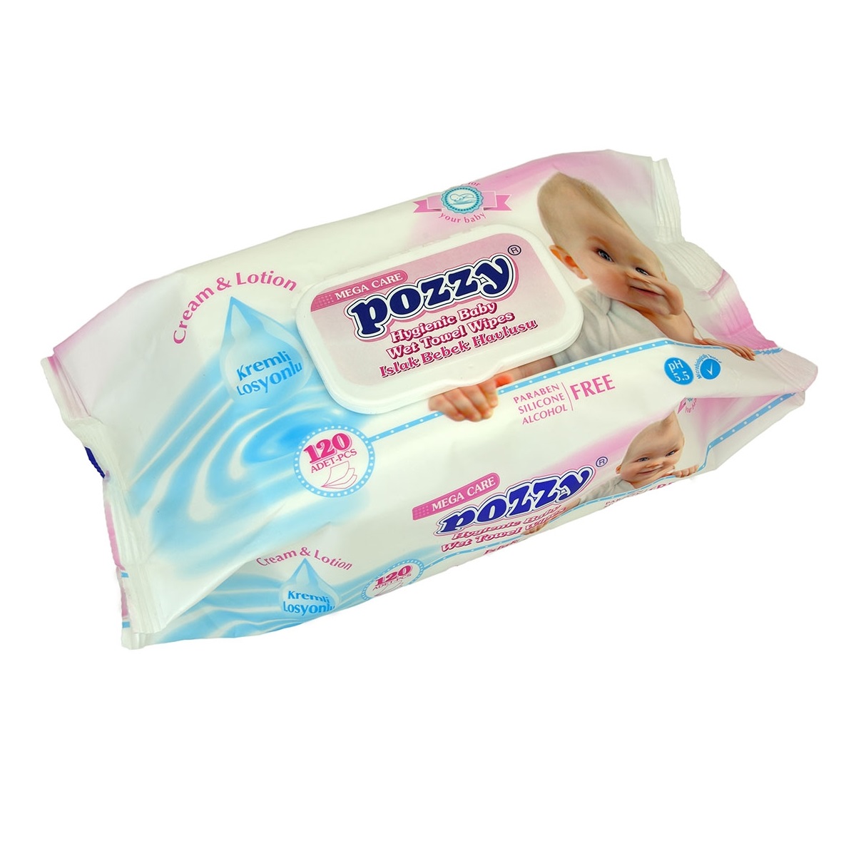 Servetele umede, Mega Care Pink, 120 bucati, Pozzy