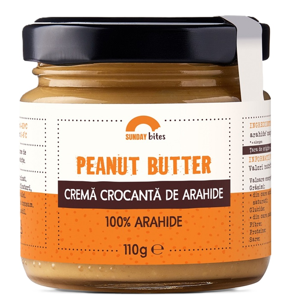 Crema crocanta de arahide Peanut Butter, 110 g, Sunday Bites