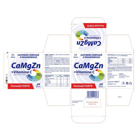 CaMgZn + Vitamina C, 20 plicuri, Zdrovit 720264