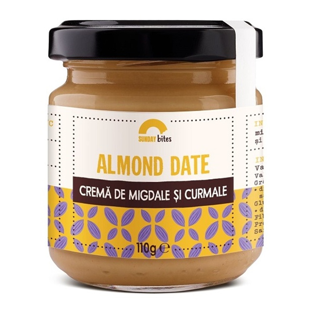Crema de migdale si curmale Almond Date, 110 g, Sunday Bites