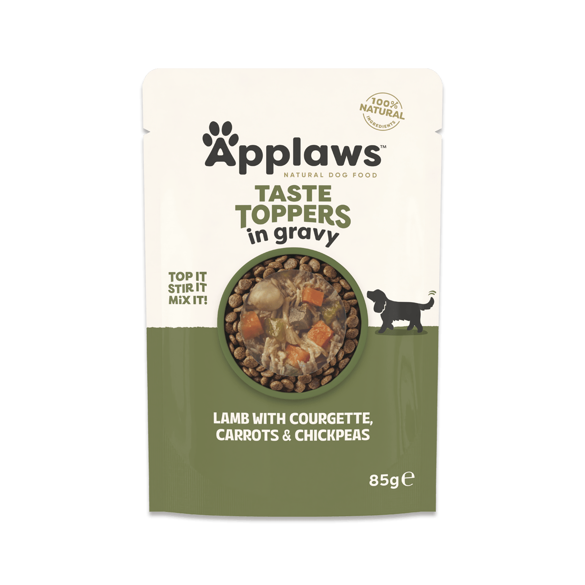 Hrana umeda cu carne de miel si legume in sos pentru caini Toppers, 85 g, Applaws