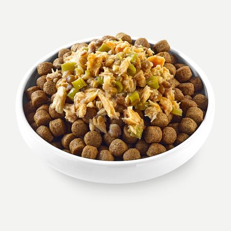 Hrana umeda cu carne de peste alb, somon si legume in sos pentru caini Toppers, 85 g, Applaws 720526