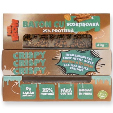 Baton crispy cu scortisoara, 40 g, Mister Iron 720560