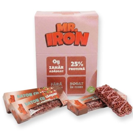 Baton crispy cu capsuni, 40 g, Mister Iron 720572