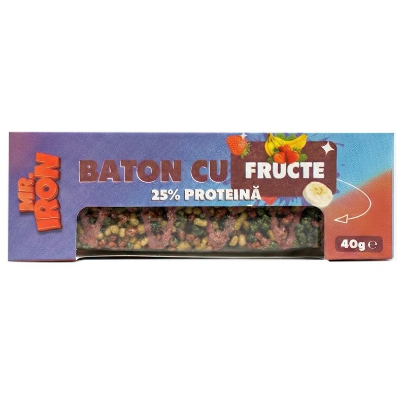 Baton crispy cu fructe, 40 g, Mister Iron