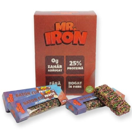 Baton crispy cu fructe, 40 g, Mister Iron 720602