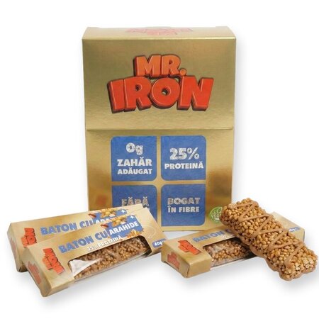 Baton crispy cu arahide, 40 g, Mister Iron 720649