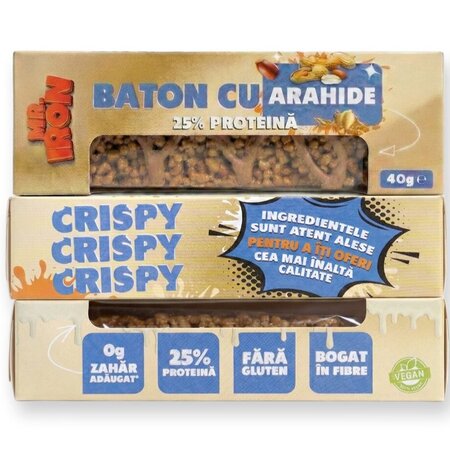 Baton crispy cu arahide, 40 g, Mister Iron 720648