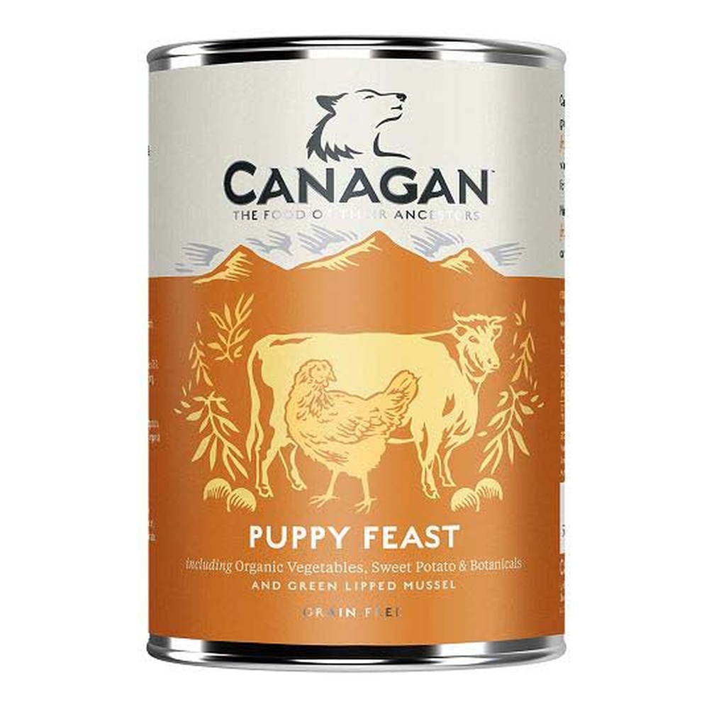 Hrana umeda cu pui si vita Grain Free Puppy Feast, 400 g, Canagan