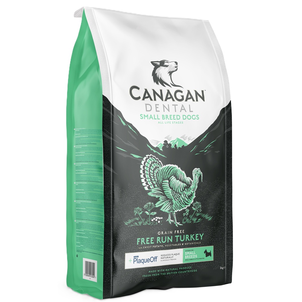 Hrana uscata cu curcan pentru caini de talie mica Grain Free Dental, 2000 g, Canagan