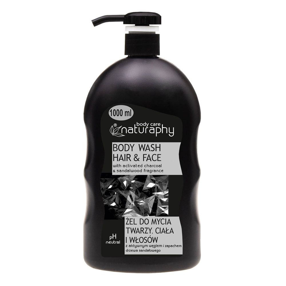 Gel de dus pentru barbati cu carbune activ, 1000 ml, Naturaphy