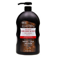 Gel de dus 3 in 1 pentru barbati cu cafeina, 1000 ml, Naturaphy