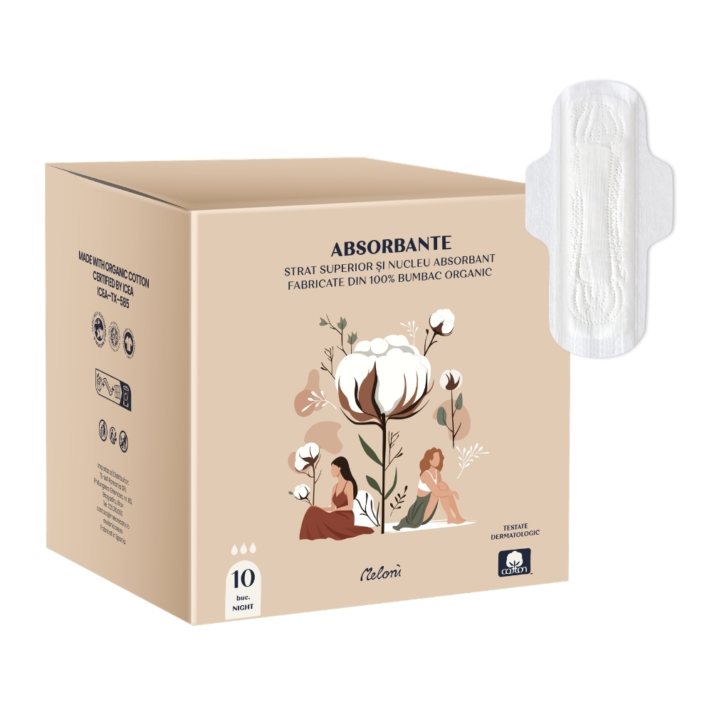 Absorbante organice Meloni Night, 10 bucati, Meloni