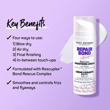 Crema anti-frizz pentru netezirea parului Repair Bond+Rescuplex, 139 ml, Marc Anthony 720937