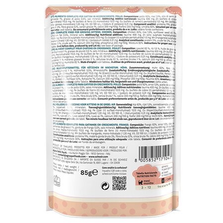 Hrana umeda cu pui pentru pisici Kitten Care, 85 g, Schesir 721202