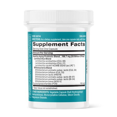 Probiotic pentru digestie, microbiom si longevitate, destinat adultilor peste 50 de ani,, 30 capsule, Gnc 721224