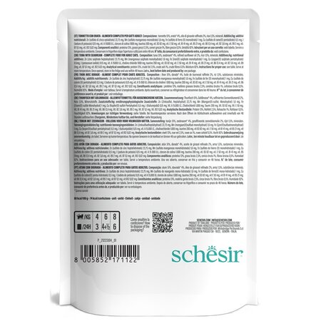 Hrana umeda cu ton si dorada in jeleu pentru pisici Complete Nutrition, 85 g, Schesir 721430