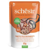 Hrana umeda cu ton, pui si creveti in jeleu pentru pisici Complete Nutrition, 85 g, Schesir