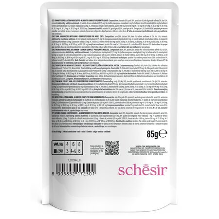 Hrana umeda cu ton, pui si sunca in jeleu Complete Nutrition, 85 g, Schesir 721448