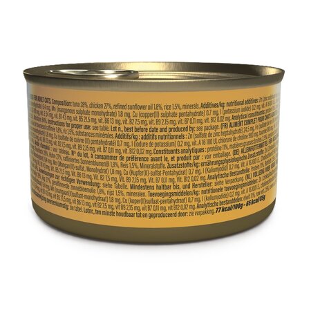 Hrana umeda cu ton si pui in supa pentru pisici Complete Nutrition, 85 g, Schesir 721528