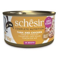 Hrana umeda cu ton si pui in supa pentru pisici Complete Nutrition, 85 g, Schesir