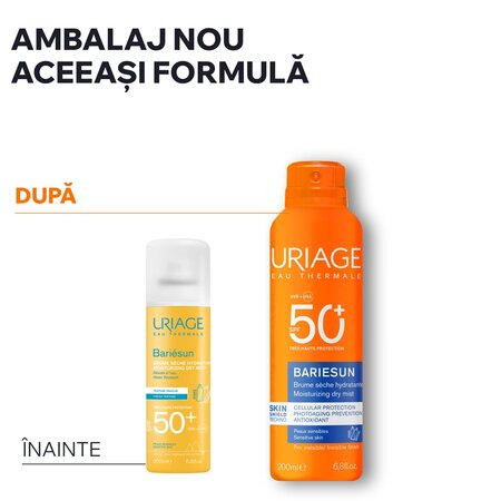 Spray uscat protectie solara SPF50+ Bariesun, 200 ml, Uriage 721716