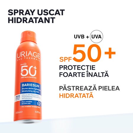 Spray uscat protectie solara SPF50+ Bariesun, 200 ml, Uriage 721719