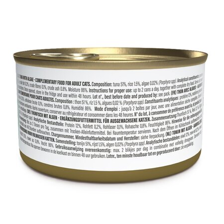 Hrana umeda cu ton si alge in jeleu pentru pisici Complements, 70 g, Schesir 721786