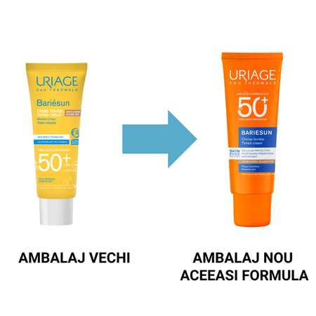 Crema coloranta cu protectie solara SPF50+ Gold Bariesun, 50 ml, Uriage 721789