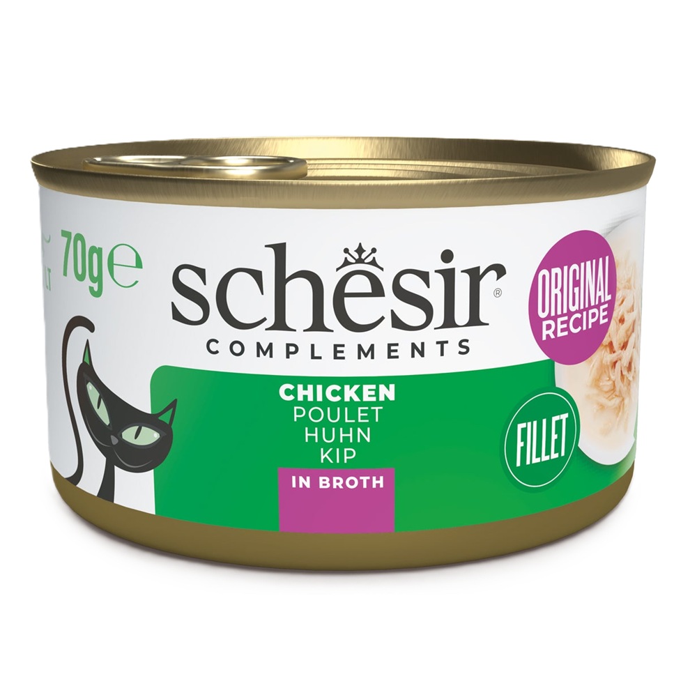 Hrana umeda cu pui in supa pentru pisici Complements, 70 g, Schesir