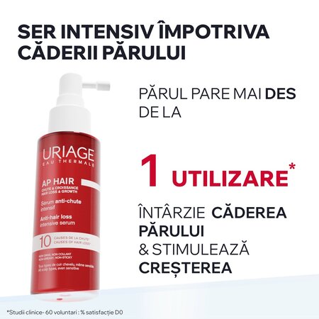 Ser intensiv impotriva caderii parului AP Hair, 100 ml, Uriage 741111