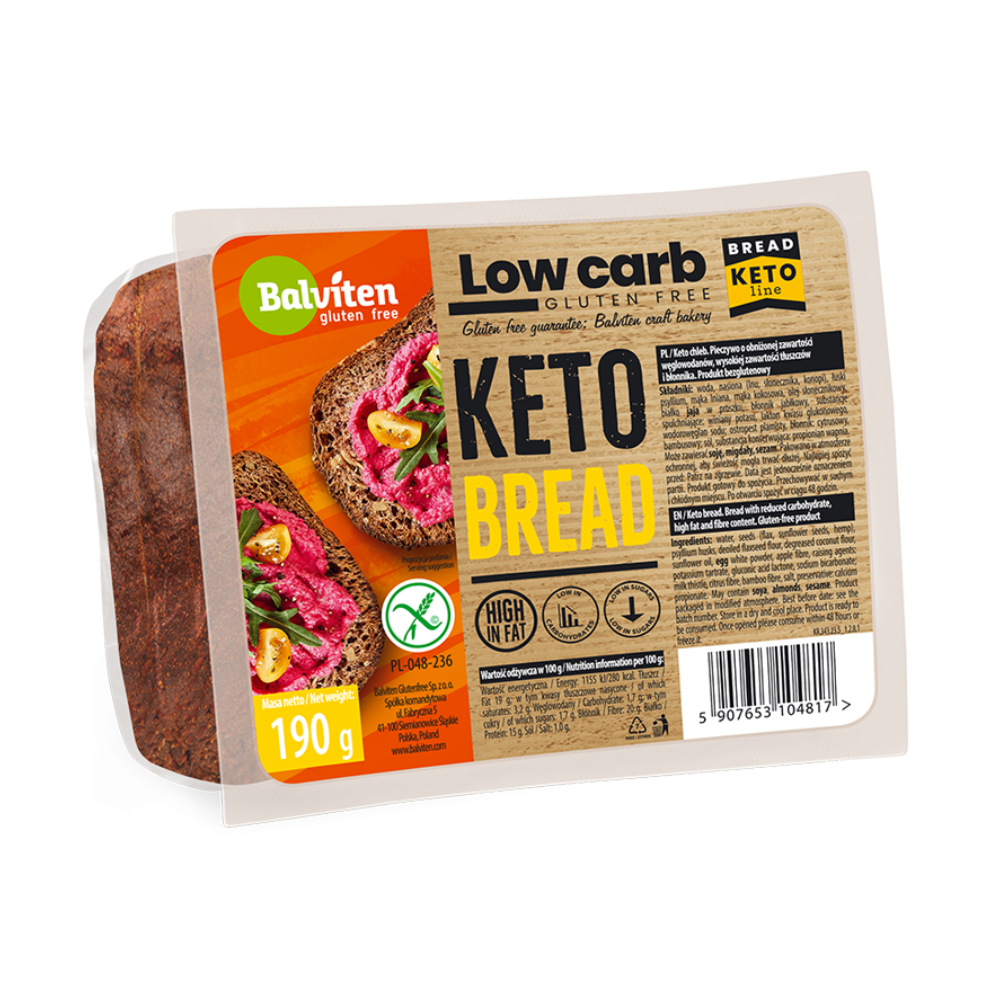 Paine fara gluten Keto, 190 g, Balviten