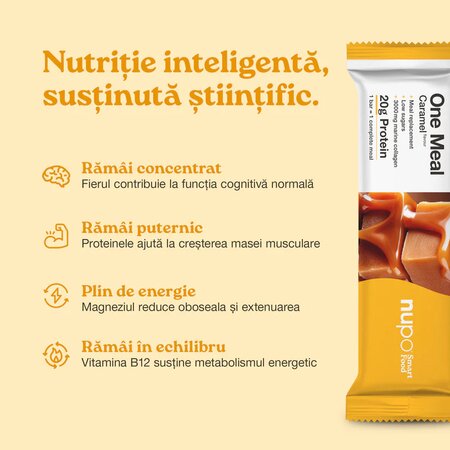 Baton cu aroma de caramel One Meal, 60 g, Nupo 724424