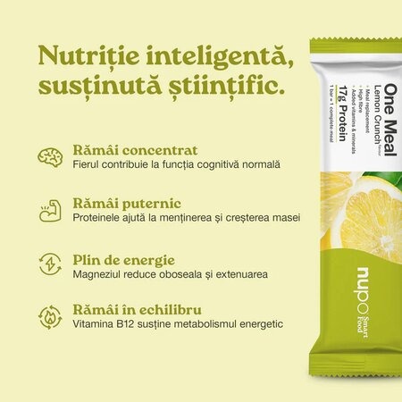 Baton cu aroma de lamaie One Meal, 60 g, Nupo 724415