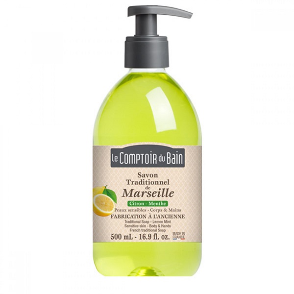 Sapun traditional de Marsilia cu parfum de Lamaie-Menta, 500 ml, Le Comptoir du Bain