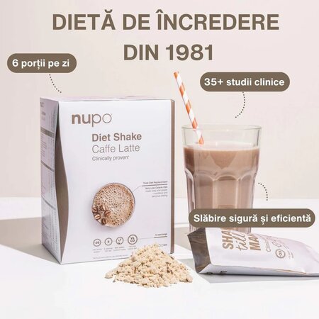 Caffe Latte Diet Shake, 12 plicuri x 32 g, Nupo 724388