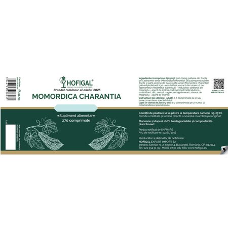 Momordica Charantia, 270 comprimate acoperite, Hofigal 722119