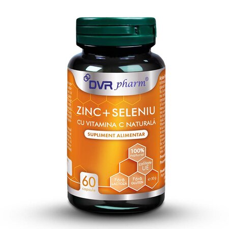 Zinc, Seleniu cu Vitamina C Naturala, 60 capsule, DVR Pharm