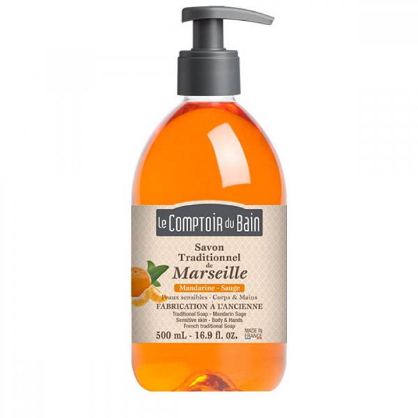 Sapun traditional de Marsilia cu parfum de Mandarine si Salvie, 500 ml, Le Comptoir du Bain